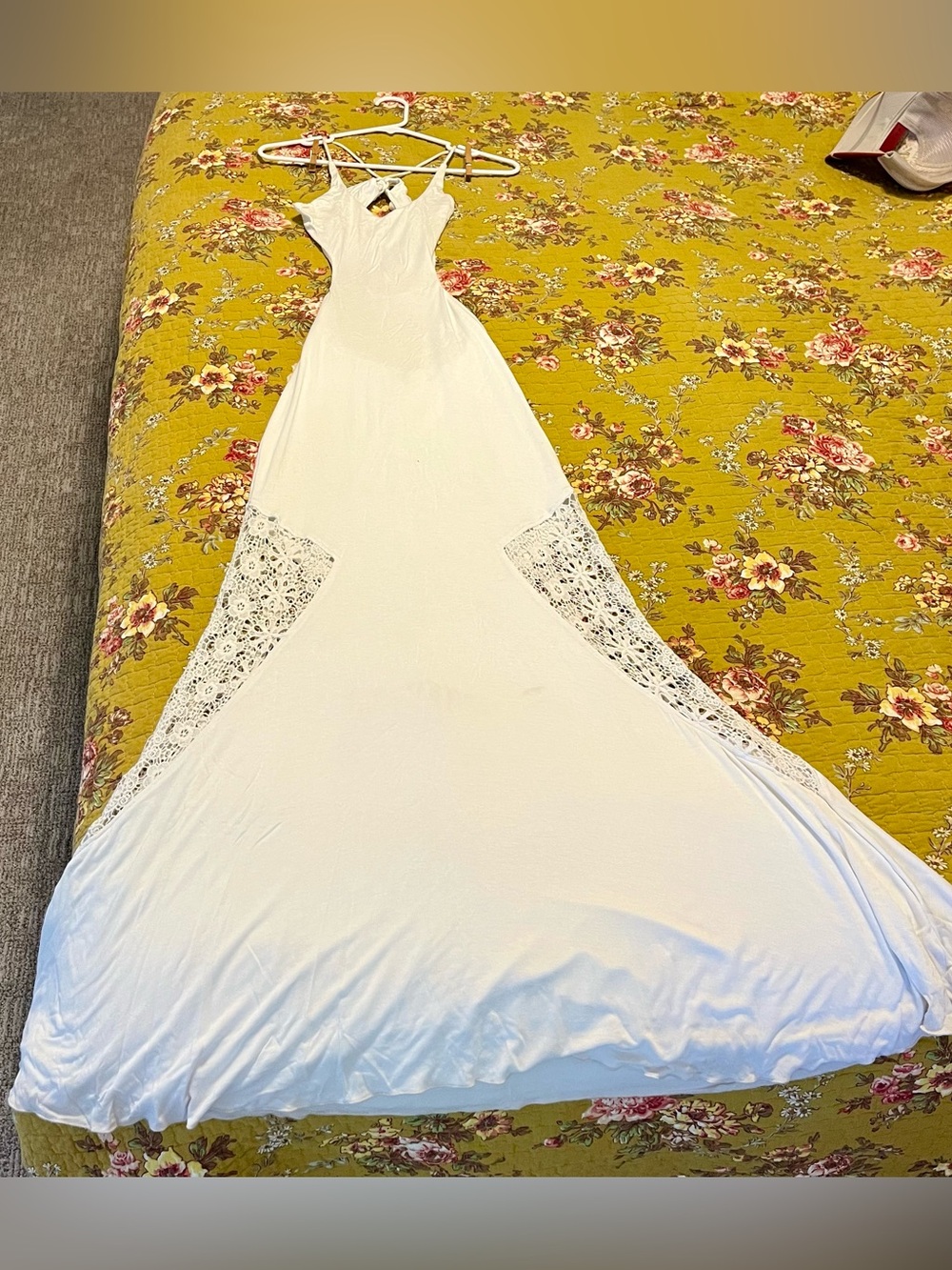 Venus White Lace-Inset Maxi Dress Boho Women's Summer Dress